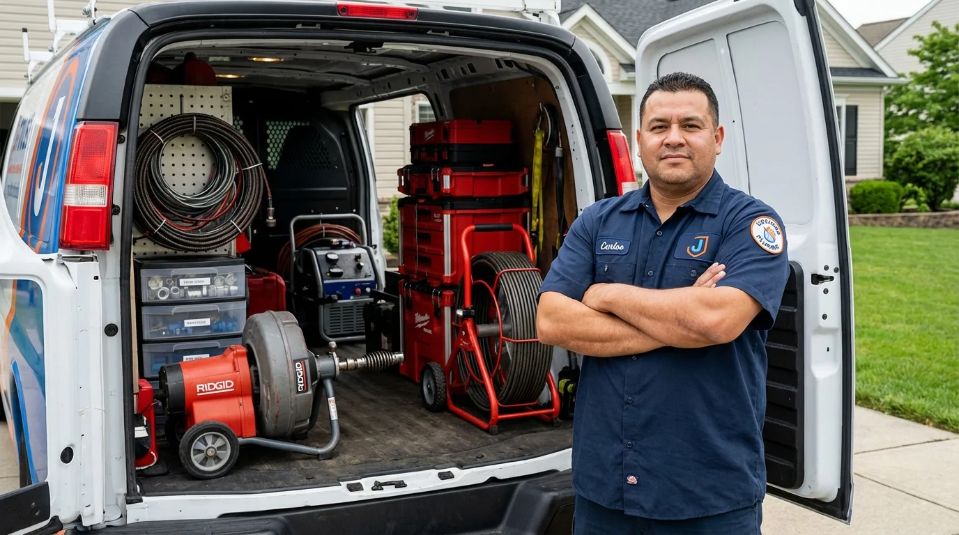 Professional drain cleaning equipment and Johns Plumbing LLC plumber in New Castle